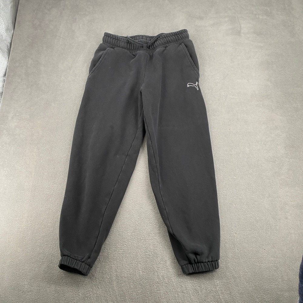 Puma Black Fleece Sweatpants Joggers Drawstring Pockets Mens Small‎ S